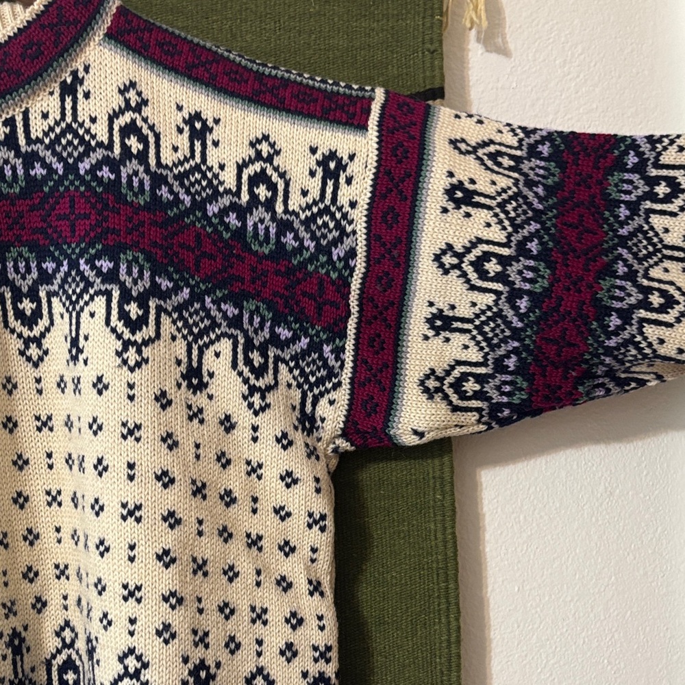 Dale of Norway Nordic Pattern Sweater Cream 100% wool made in Norway - Picture 6 of 13